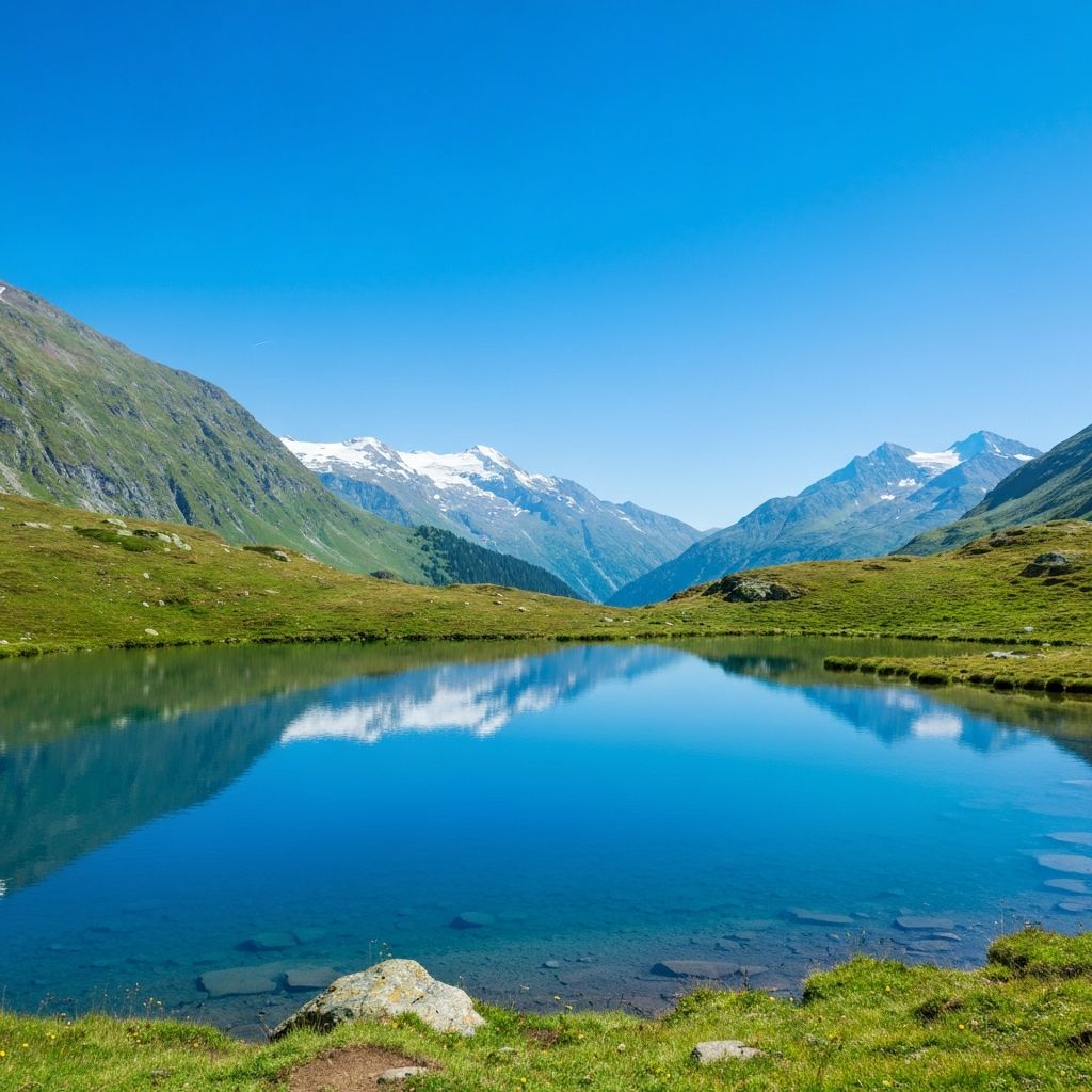 Klarer Bergsee in den Schweizer Alpen