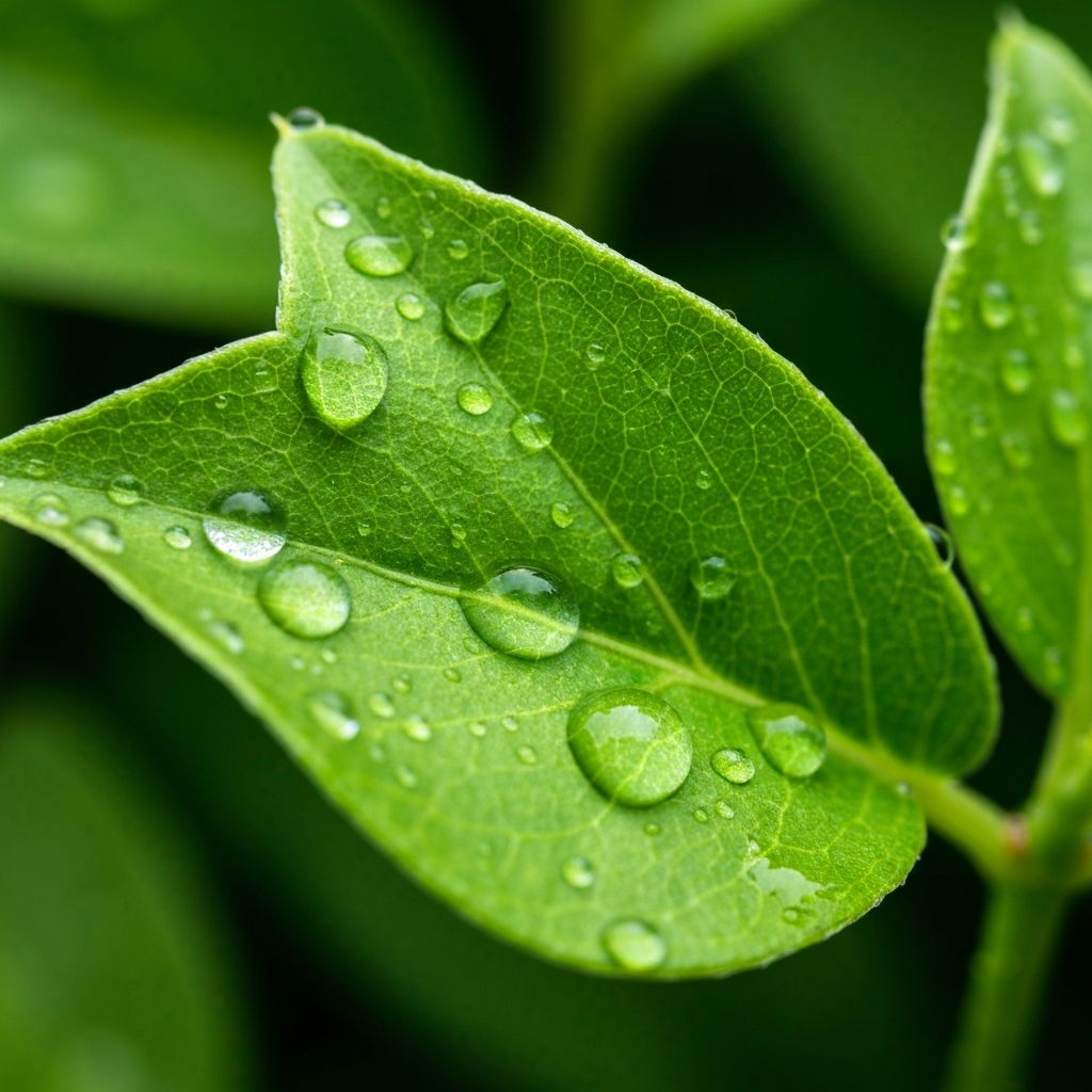 Klare Tautropfen auf Blättern